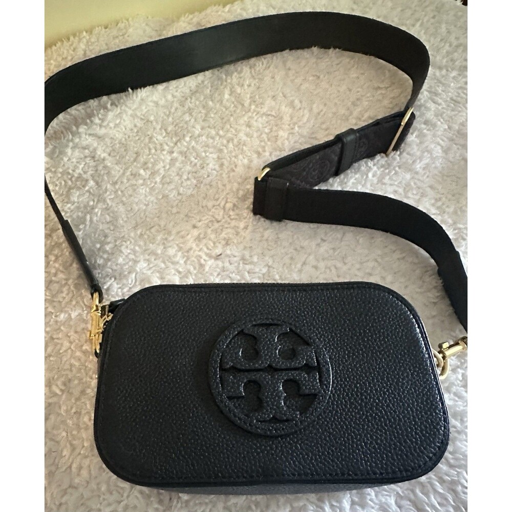 Tory Burch Miller Mini Crossbody Bag Black Pebbled Leather Gould Hardware